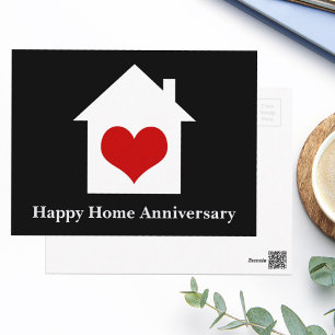 Carte Postale Happy Home Anniversaire Chic Immobilier Maison BW