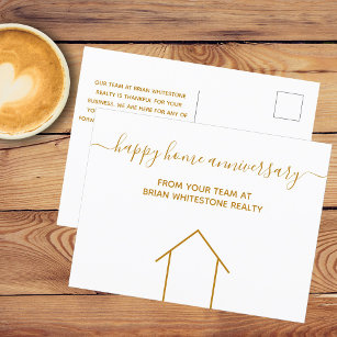 Carte Postale Happy Home Anniversaire Gold Real Estate Company