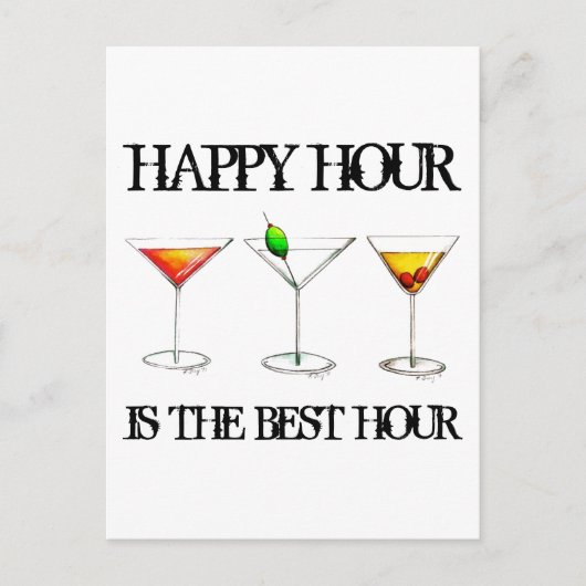Carte Postale Happy Hour est la meilleure heure de cocktails de (Devant)