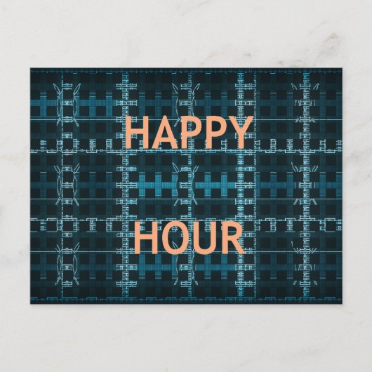 Carte Postale Happy Hour Texte bleu Vector Art Imprimer (Devant)