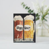 Carte Postale Happy Hour vintage tasses à bière (Debout devant)