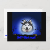 Carte Postale Happy Howloween Husky (Devant / Derrière)