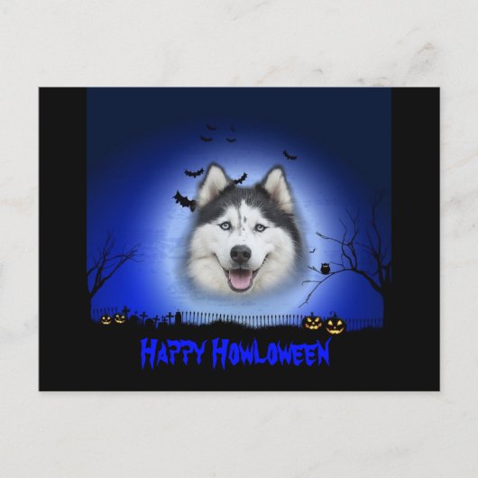 Carte Postale Happy Howloween Husky (Devant)
