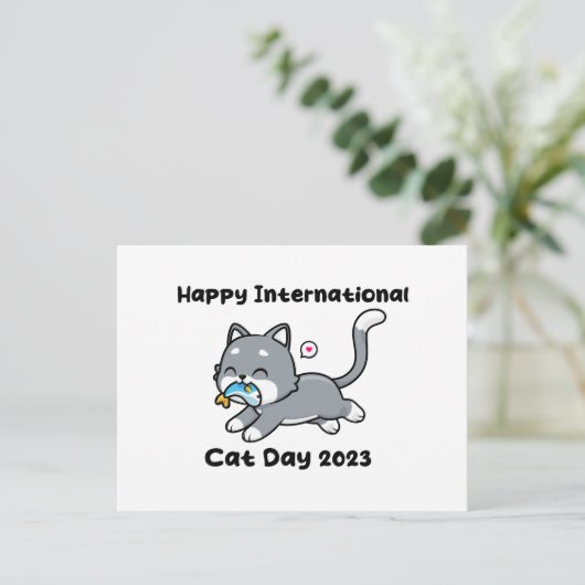 Carte Postale happy international cat day 2023 (Debout devant)
