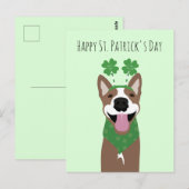 Carte Postale Happy Jour de la Saint Patrick Brown chien vert (Devant / Derrière)