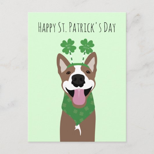 Carte Postale Happy Jour de la Saint Patrick Brown chien vert (Devant)