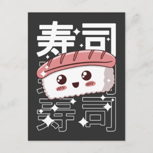 Carte Postale Happy Kawaii Sushi Japonais Alimentation Lover Cad