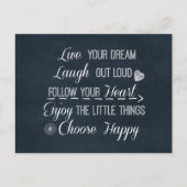 Carte Postale Happy Life Rules Citations Affirmations (Devant)