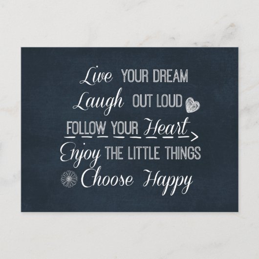 Carte Postale Happy Life Rules Citations Affirmations (Devant)