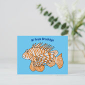 Carte Postale Happy lionfish cartoon illustration (Debout devant)