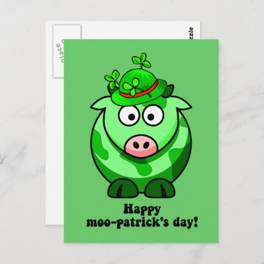 Carte Postale happy moo patricks day (Devant / Derrière)