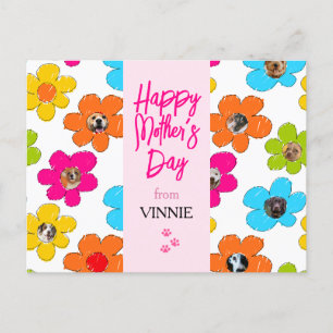 Carte Postale Happy Mother's Day mignon Flower Dog Photo Collage