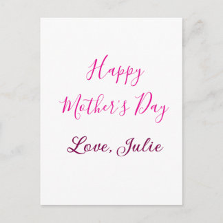 Carte Postale Happy Mothers Day pink calligraphy mom grandmother