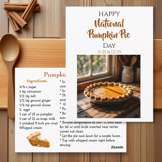 Carte Postale Happy National Pumpkin Pie Day Recipe 