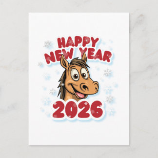 Carte Postale Happy New Year 2026: Year of the Horse Mascot