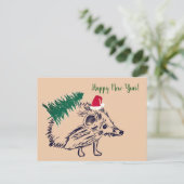 Carte postale Happy New Year Hedgehog (Debout devant)