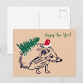 Carte postale Happy New Year Hedgehog (Devant / Derrière)