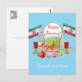 Carte Postale Happy Norooz Haft Sin with Lion and Sun Flags (Devant / Derrière)
