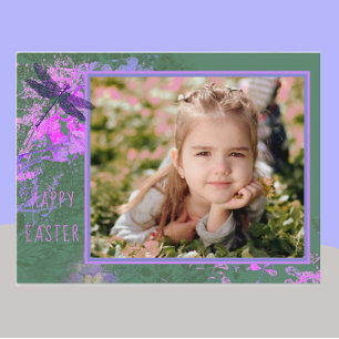 Carte Postale Happy Pâques Abstrait Floral Art Cadre photo Postc