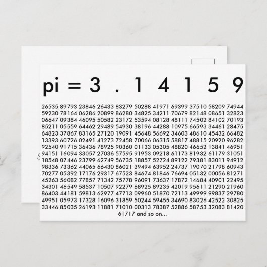 Carte Postale Happy Pi Day Chiffres mathématiques 3.14 Mathémati (Devant / Derrière)