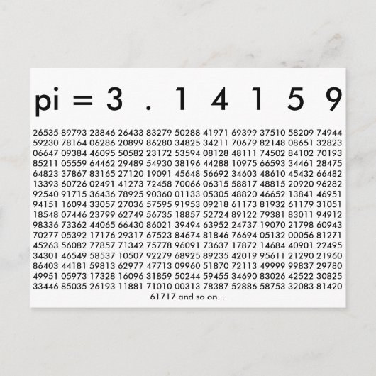 Carte Postale Happy Pi Day Chiffres mathématiques 3.14 Mathémati (Devant)
