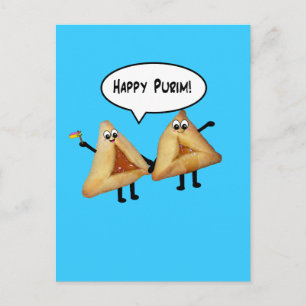 Carte Postale Happy Purim Cute Smiling Hamentaschen Cartoon
