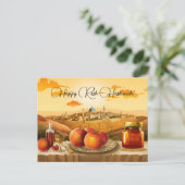 Carte Postale Happy Rosh Hashanah avec Dome of Rock & Apple (Debout devant)