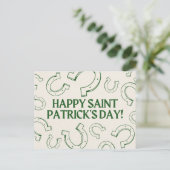 Carte Postale Happy St Patrick's Day Minimalist Green Horseshoe (Debout devant)