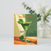 Carte Postale Happy St. Patrick's Day Shamrock Martini  (Debout devant)