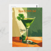 Carte Postale Happy St. Patrick's Day Shamrock Martini  (Devant / Derrière)