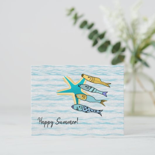 Carte Postale Happy Summer Starfish and Fishers (Debout devant)