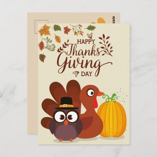 Carte Postale Happy Thanksgiving (Devant / Derrière)