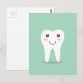 Carte Postale Happy Tooth dessin dentiste brosse à dents brosse (Devant / Derrière)