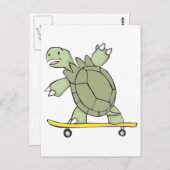Carte Postale Happy Tortoise Riding Skate Board (Devant / Derrière)