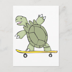 Carte Postale Happy Tortoise Riding Skate Board