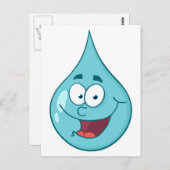 Carte Postale Happy Water Drop Caractère de dessin (Devant / Derrière)