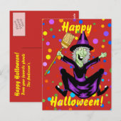 Carte postale Happy Witch Halloween (Devant / Derrière)