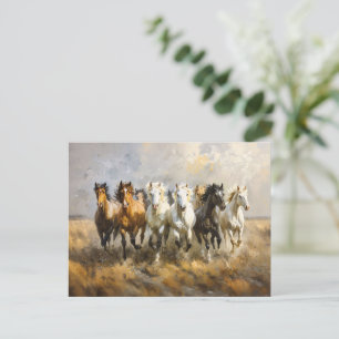 Carte Postale Harde de Cheval Galloping Mustang Peinture
