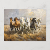 Carte Postale Harde de Cheval Galloping Mustang Peinture (Devant)