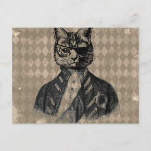 Carte Postale Harlequin Cat Grunge