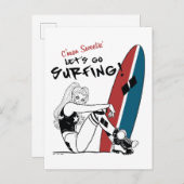 Carte Postale Harley Quinn - Allons Faire du Surf (Devant / Derrière)