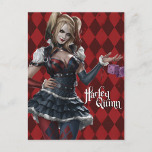 Carte Postale Harley Quinn Avec Dice Fuzzy
