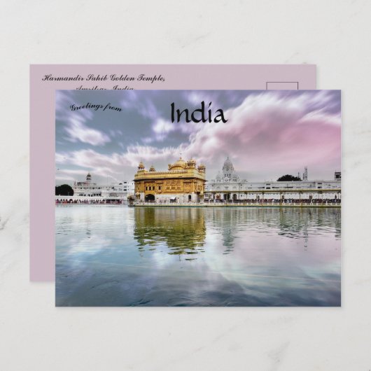 Carte Postale Harmandir Sahib Golden Temple Amritsar Inde (Devant / Derrière)