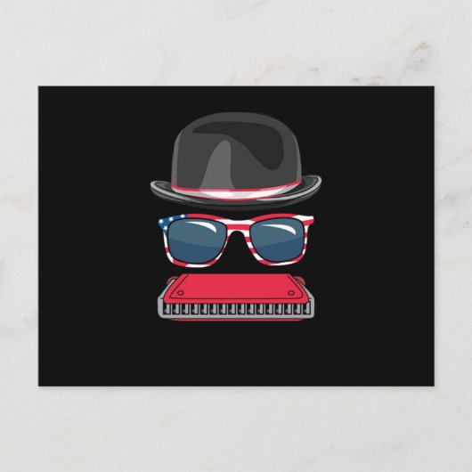 Carte Postale Harmonica Blues Music Audio Instrument Sound Gift (Devant)