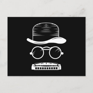 Carte Postale Harmonica Casquette Music Instrument Blues