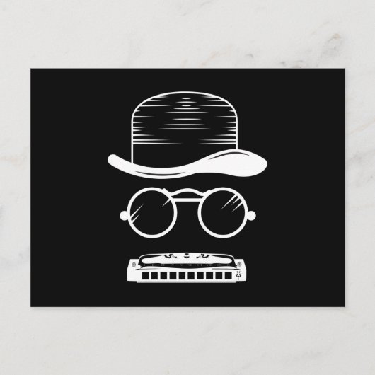 Carte Postale Harmonica Casquette Music Instrument Blues (Devant)