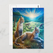 Carte Postale Harmonie Féline dans la Prairie (Devant / Derrière)