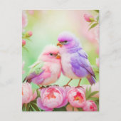 Carte Postale Harmonie Pastel : Oiseaux Chanteurs Floconneux (Devant)