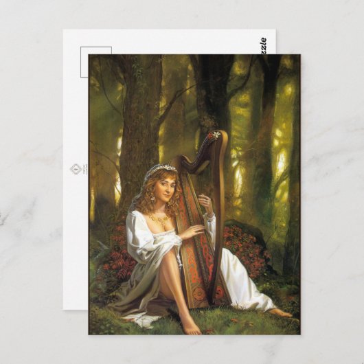 Carte postale Harp Lady | Enchanter une femme avec (Devant / Derrière)