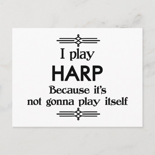 Carte Postale Harp Play Itself Funny Deco Music (Devant)